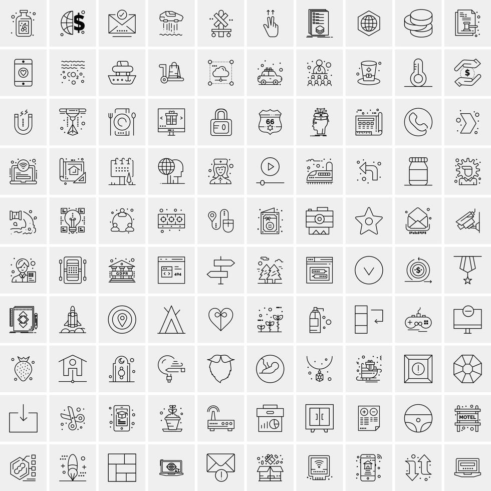 conjunto de 100 iconos de línea de negocios creativos vector