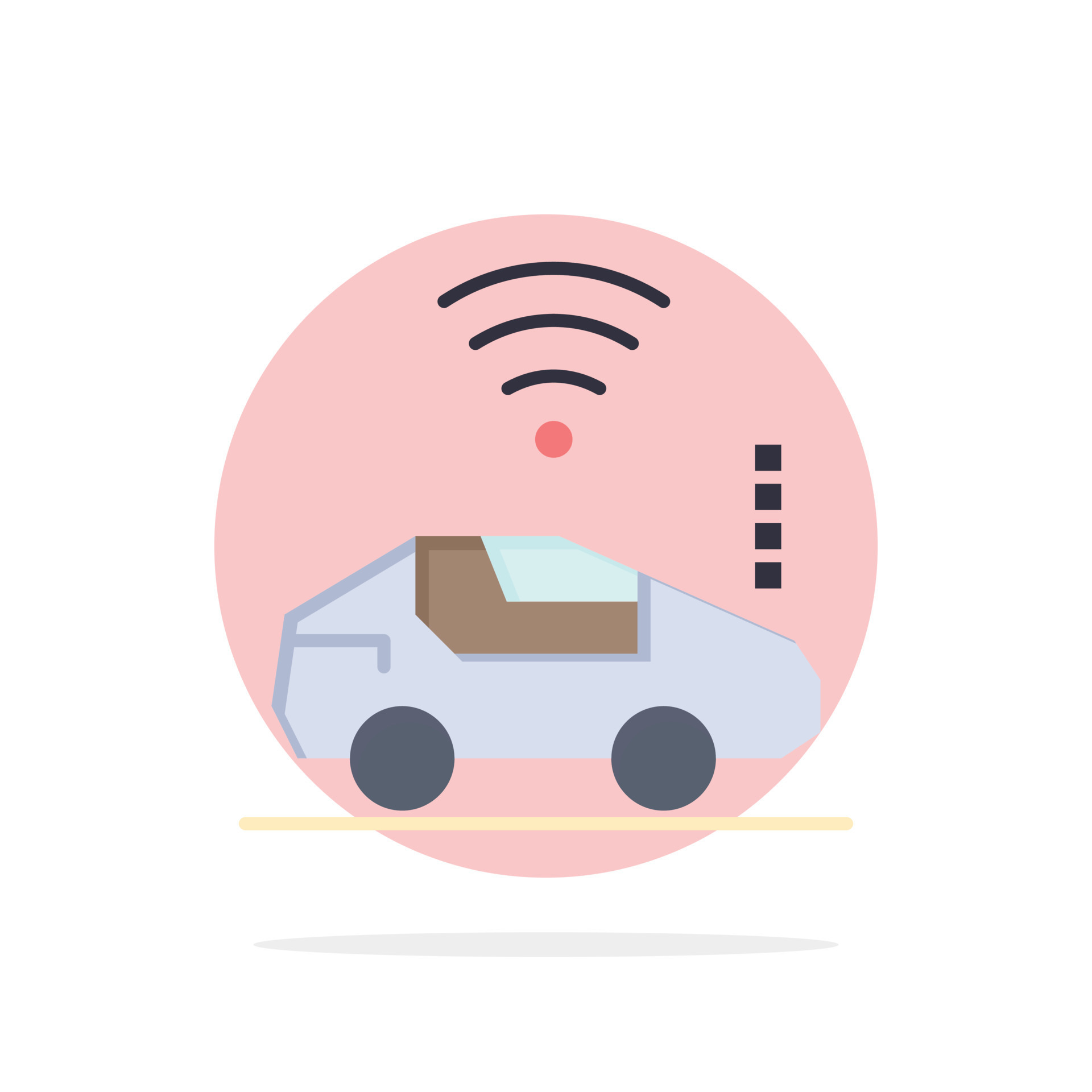 Auto Car Wifi Signal Abstract Circle Background Flat color Icon