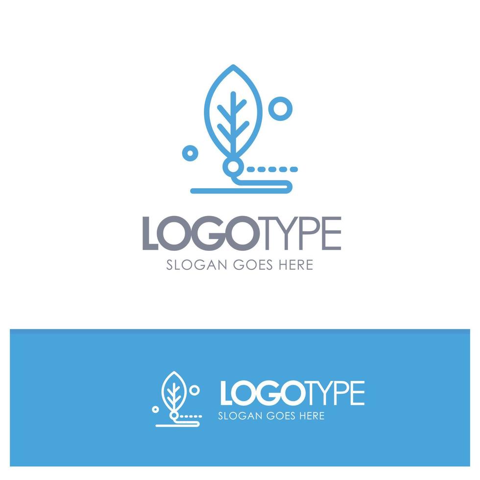 Artificial Biology Digital Leaf Life Blue outLine Logo with place for tagline vector