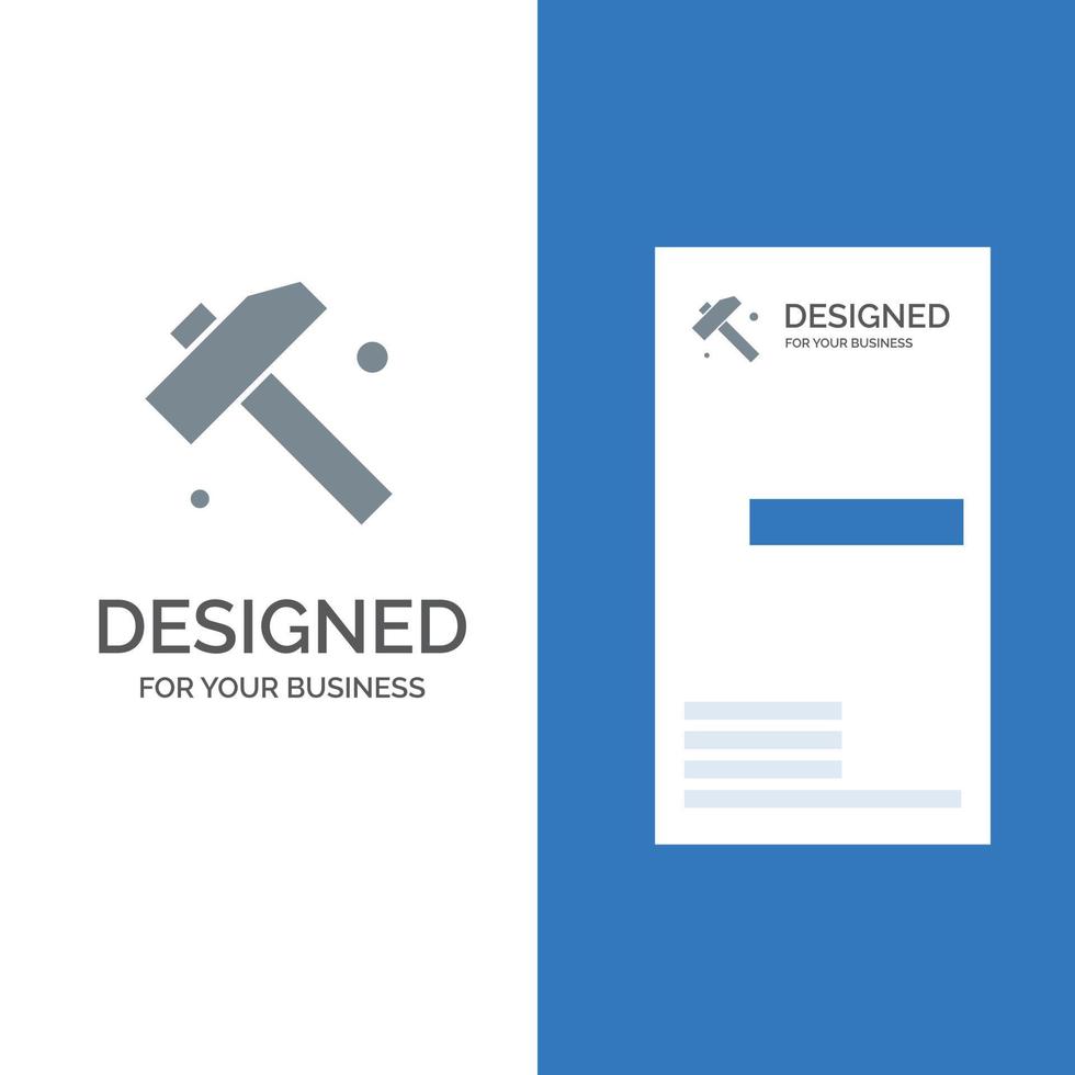 Construction Hammer Tool Grey Logo Design and Business Card Template vector