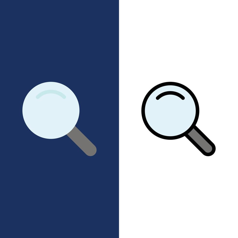 iconos de interfaz de usuario de búsqueda ampliada conjunto de iconos rellenos de línea y plana fondo azul vectorial vector