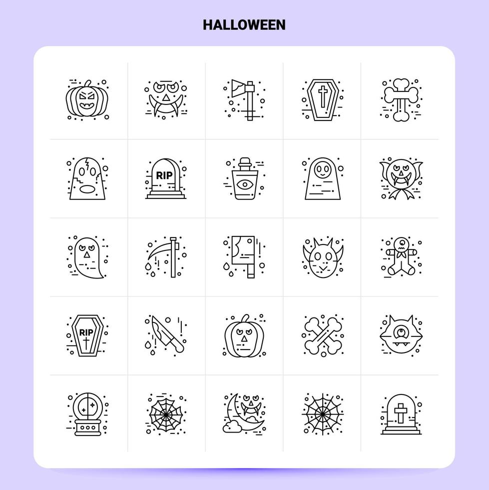 contorno 25 conjunto de iconos de halloween diseño de estilo de línea vectorial conjunto de iconos negros paquete de pictogramas lineales ideas de negocios web y móviles diseño ilustración vectorial vector