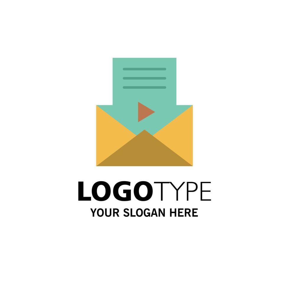 Mail Message Sms Video Player Business Logo Template Flat Color vector