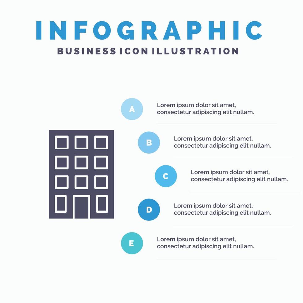 Building Buildings Construction Solid Icon Infographics 5 Steps Presentation Background vector