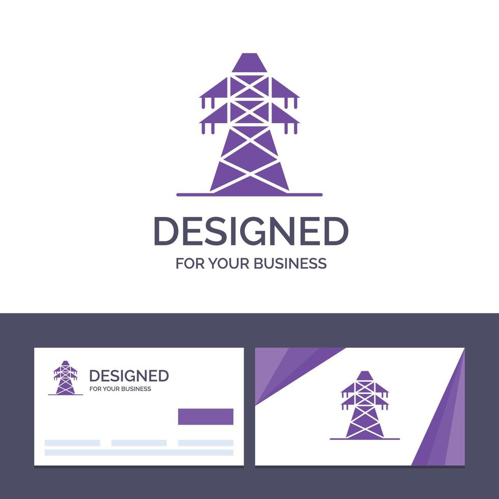 Creative Business Card and Logo template Electrical Energy Transmission Transmission Tower Vector Illustration