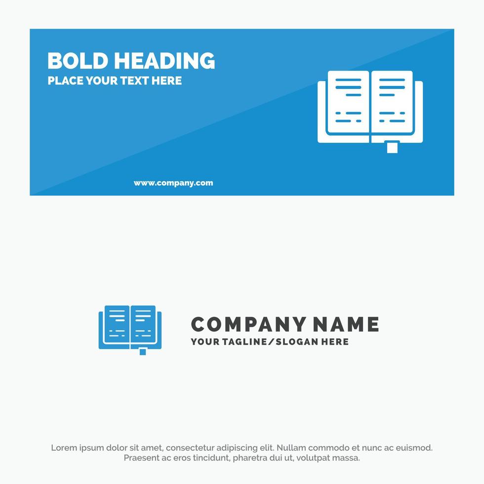 Book Education Knowledge SOlid Icon Website Banner and Business Logo Template vector