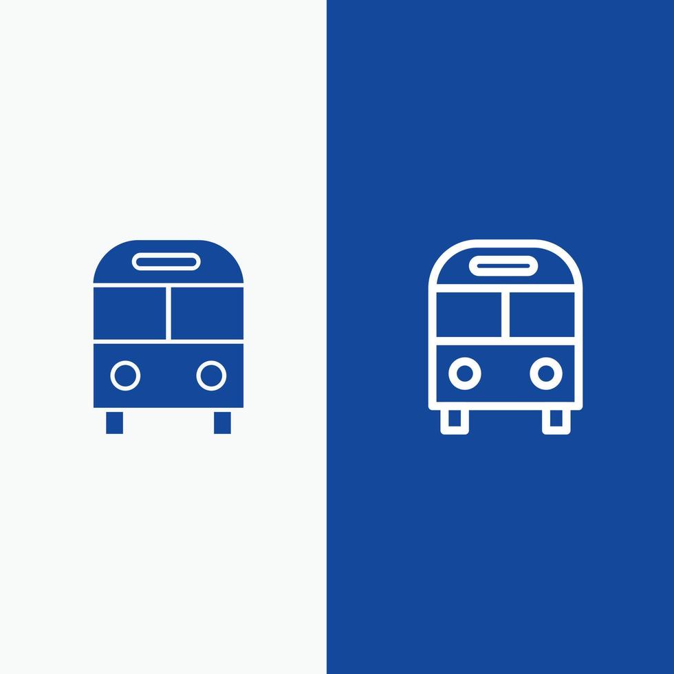 autobús automático entrega línea de transporte logístico y glifo icono sólido línea de bandera azul y glifo icono sólido bandera azul vector