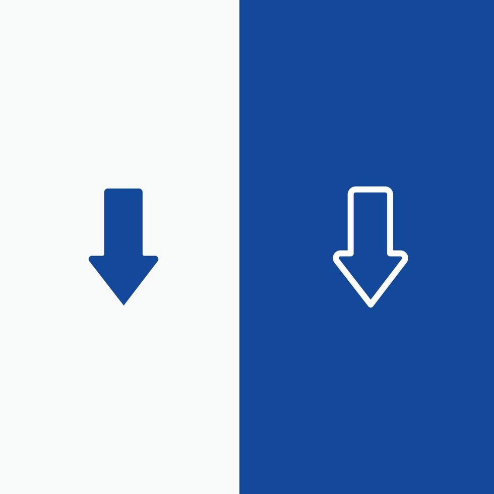 Arrow Arrows Down Download Line and Glyph Solid icon Blue banner Line and Glyph Solid icon Blue banner vector