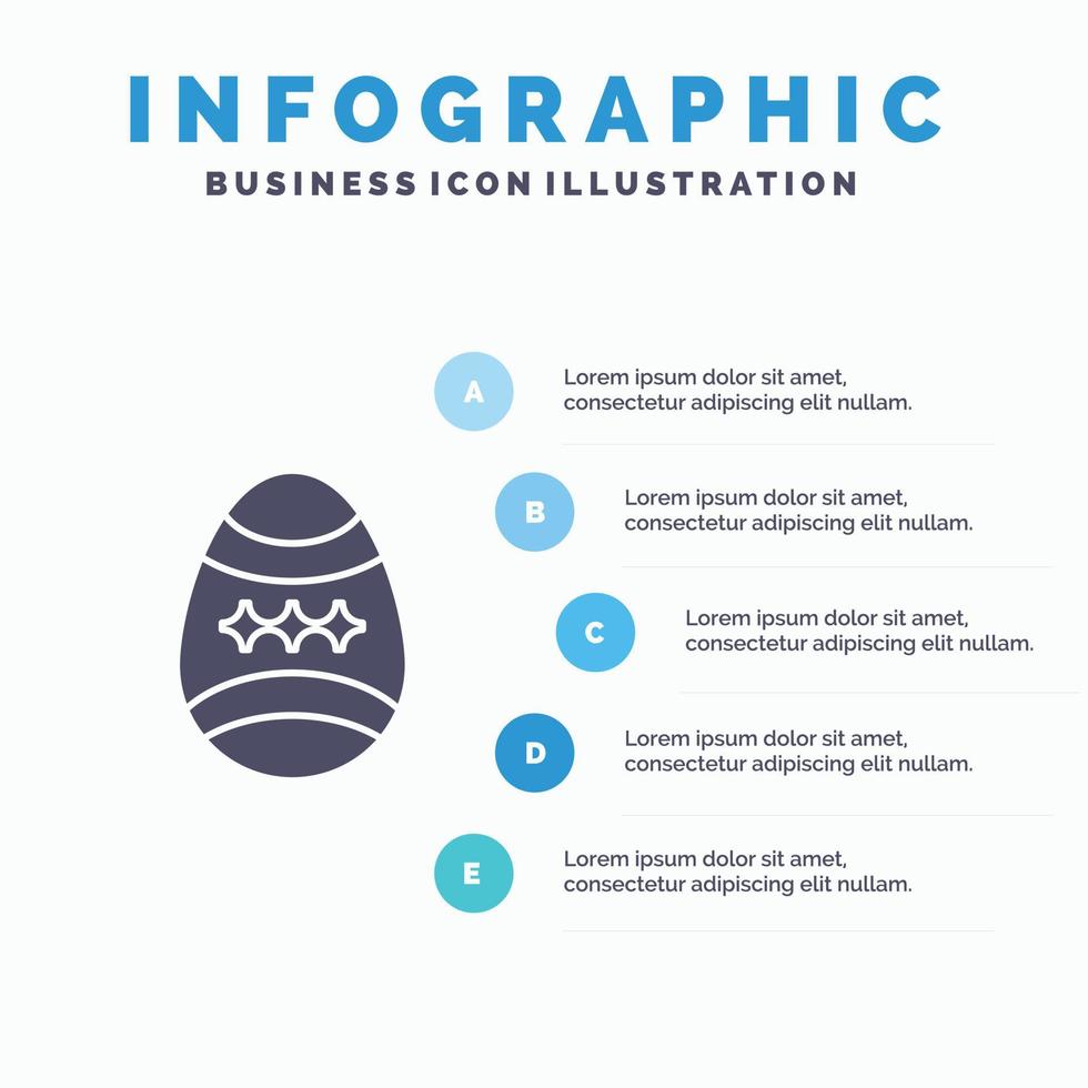pájaro decoración huevo de pascua sólido icono infografía 5 pasos presentación fondo vector