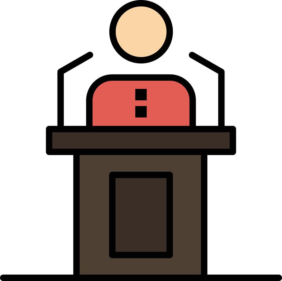 Speaker Person Presentation Professional Public Seminar Speech  Flat Color Icon Vector icon banner Template