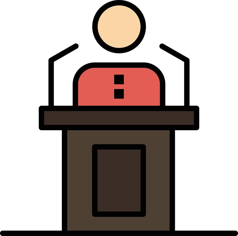 Speaker Person Presentation Professional Public Seminar Speech  Flat Color Icon Vector icon banner Template