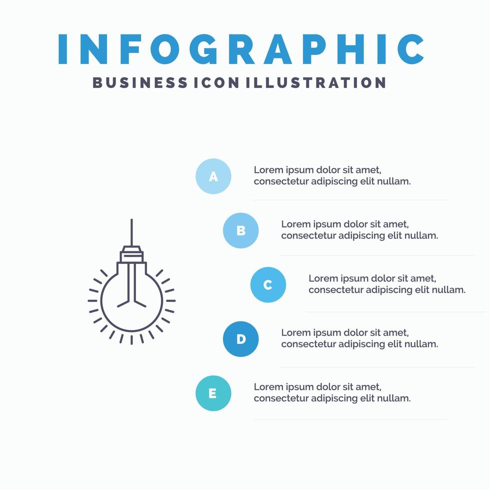 Light Bulb Idea Tips Suggestion Line icon with 5 steps presentation infographics Background vector