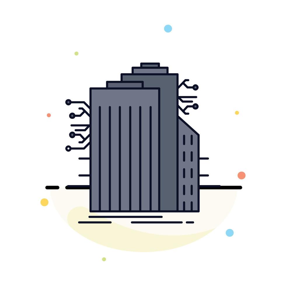 Building Technology Smart City Connected internet Flat Color Icon Vector