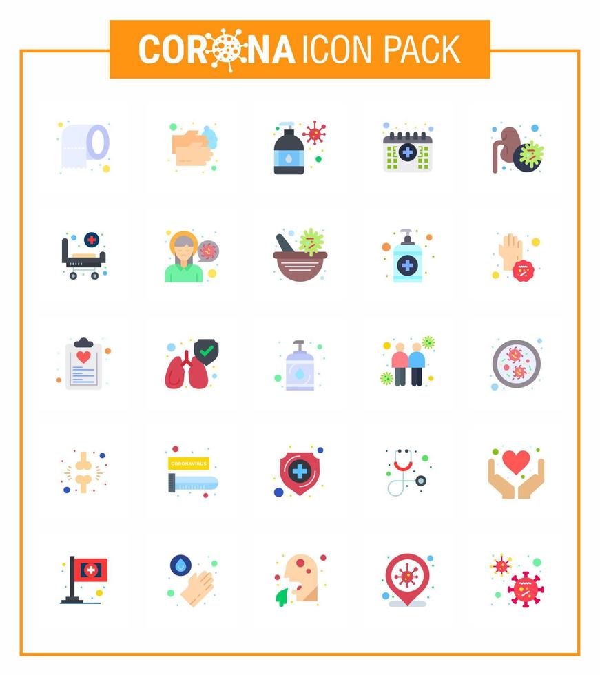 corona virus enfermedad 25 color plano icono paquete chupar como enfermedad médico agua calendario protección contra virus coronavirus viral 2019nov enfermedad vector elementos de diseño