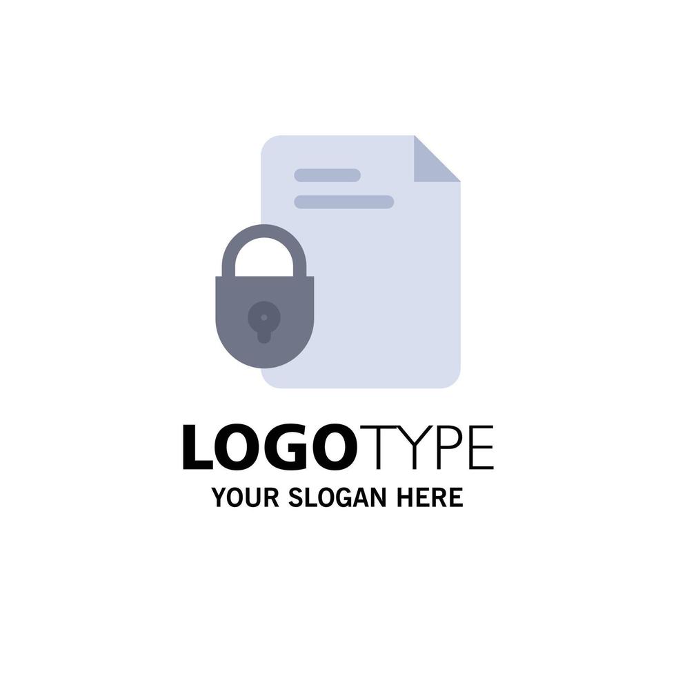 File Document Lock Security Internet Business Logo Template Flat Color vector