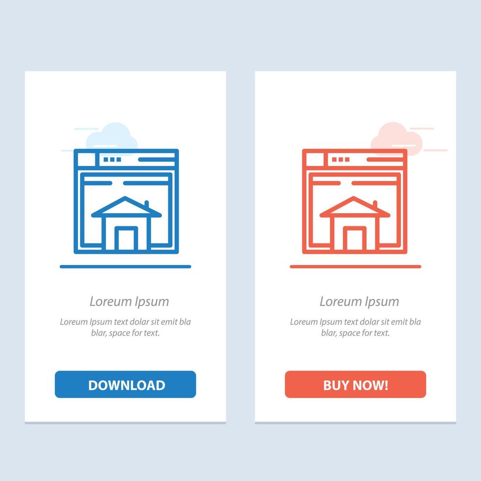Home Sell Web Layout Page Website  Blue and Red Download and Buy Now web Widget Card Template vector
