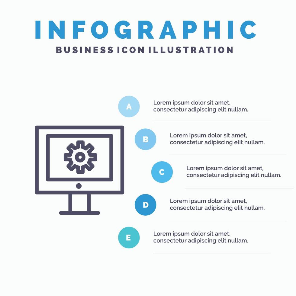 Online Support Service Technical Assistance Technical Support Web Maintenance Line icon with 5 steps presentation infographics Background vector