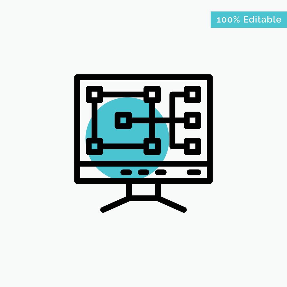 Computer Construction Repair turquoise highlight circle point Vector icon