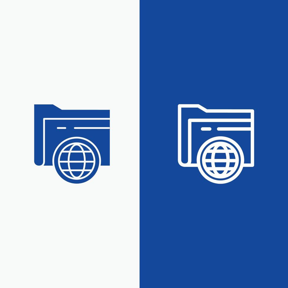 Folder Storage Fie Globe Line and Glyph Solid icon Blue banner vector