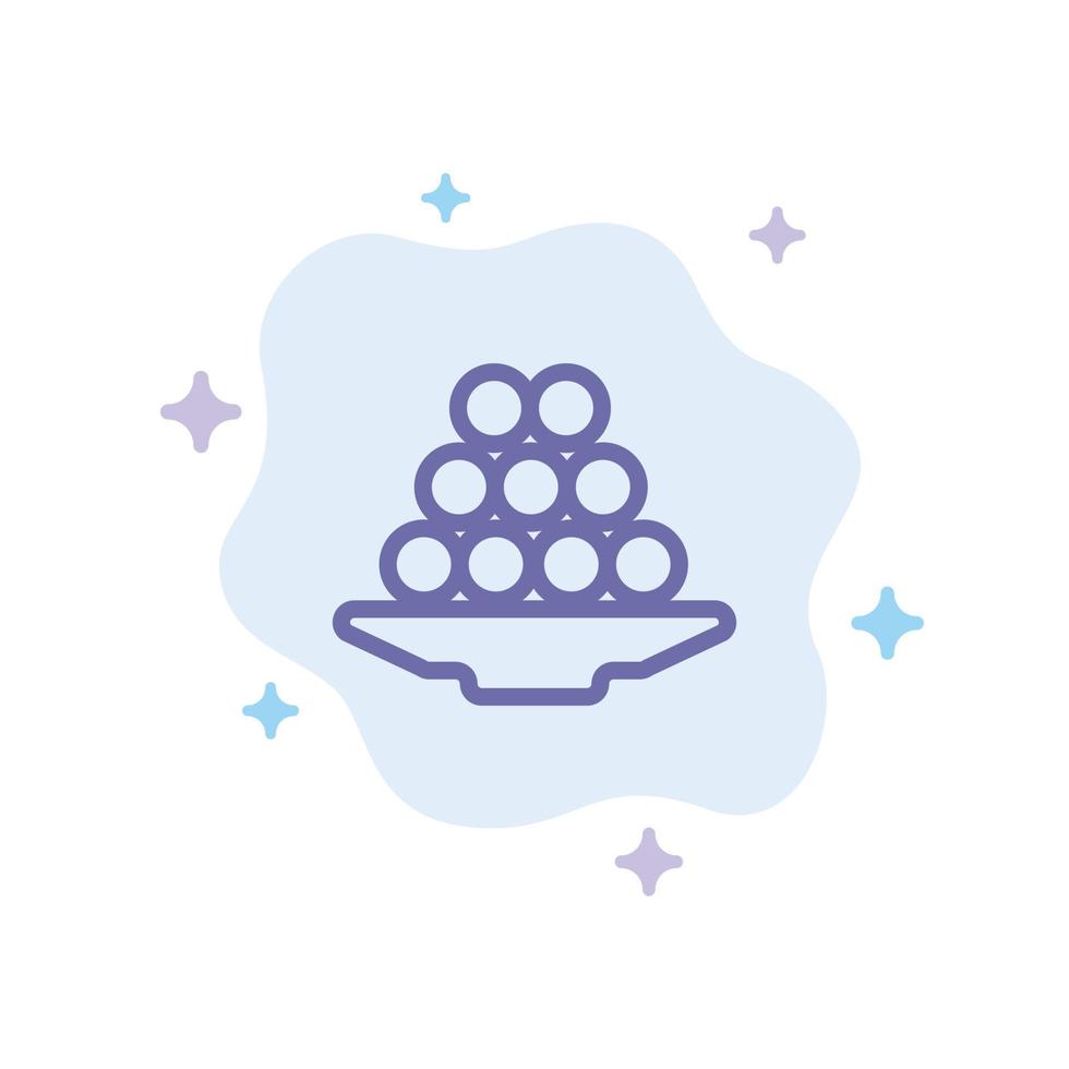 Bowl Delicacy Dessert Indian Laddu Sweet Treat Blue Icon on Abstract Cloud Background vector