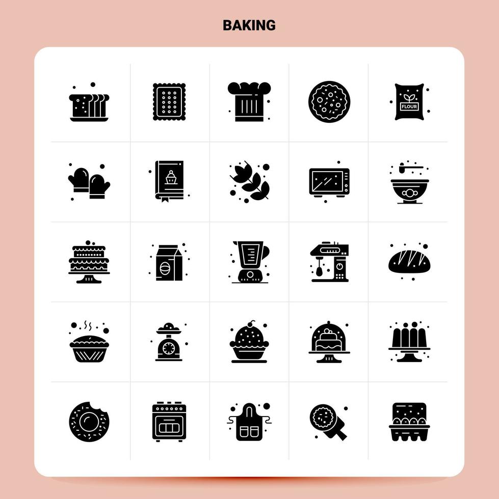 Solid 25 Baking Icon set Vector Glyph Style Design Black Icons Set Web and Mobile Business ideas design Vector Illustration