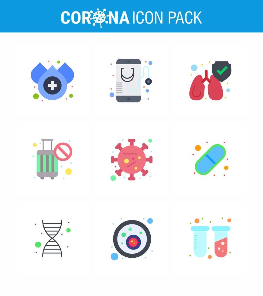 corona virus prevention covid19 tips to avoid injury 9 Flat Color icon for presentation virus virus protect stop cancel viral coronavirus 2019nov disease Vector Design Elements
