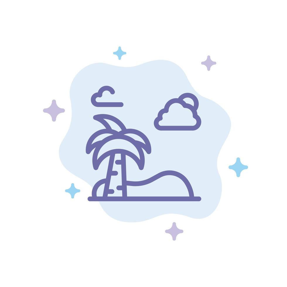 Beach Palm Tree Spring Blue Icon on Abstract Cloud Background vector