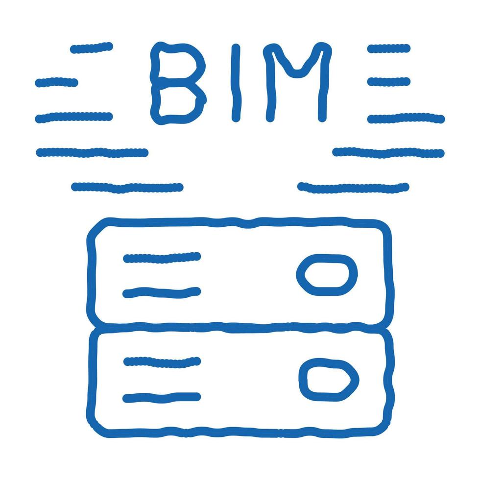 building information modeling doodle icon hand drawn illustration vector