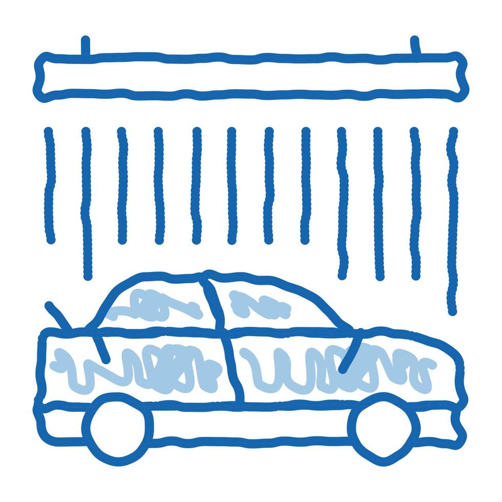 continuous car wash doodle icon hand drawn illustration vector