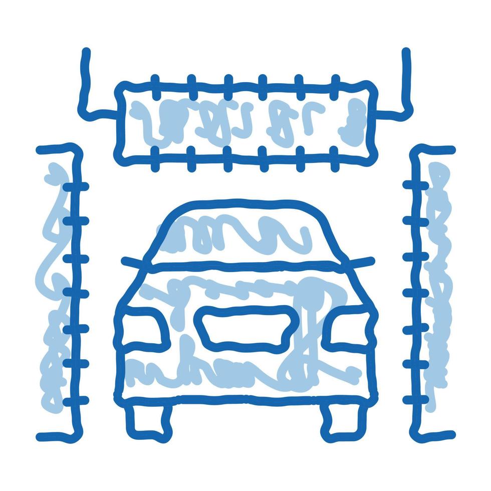 automatic car wash doodle icon hand drawn illustration vector