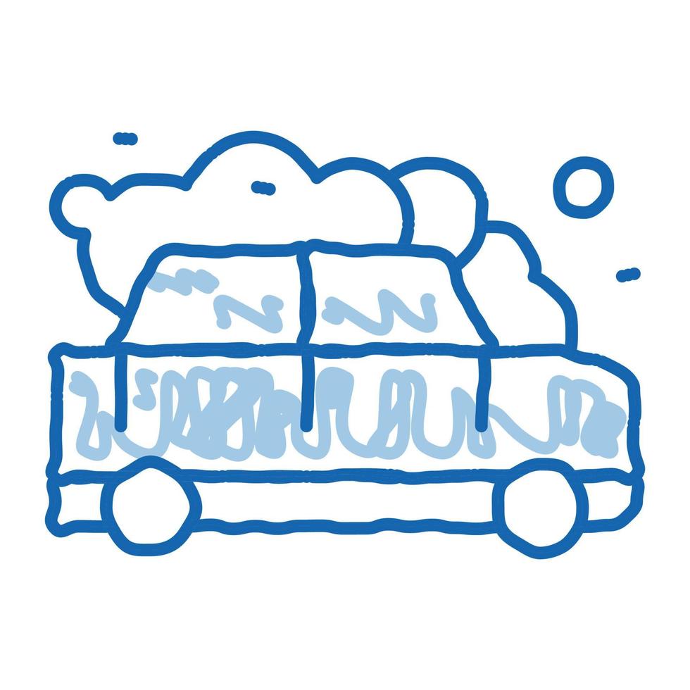 ilustración de dibujado a mano de icono de doodle de lavado de coche manual vector
