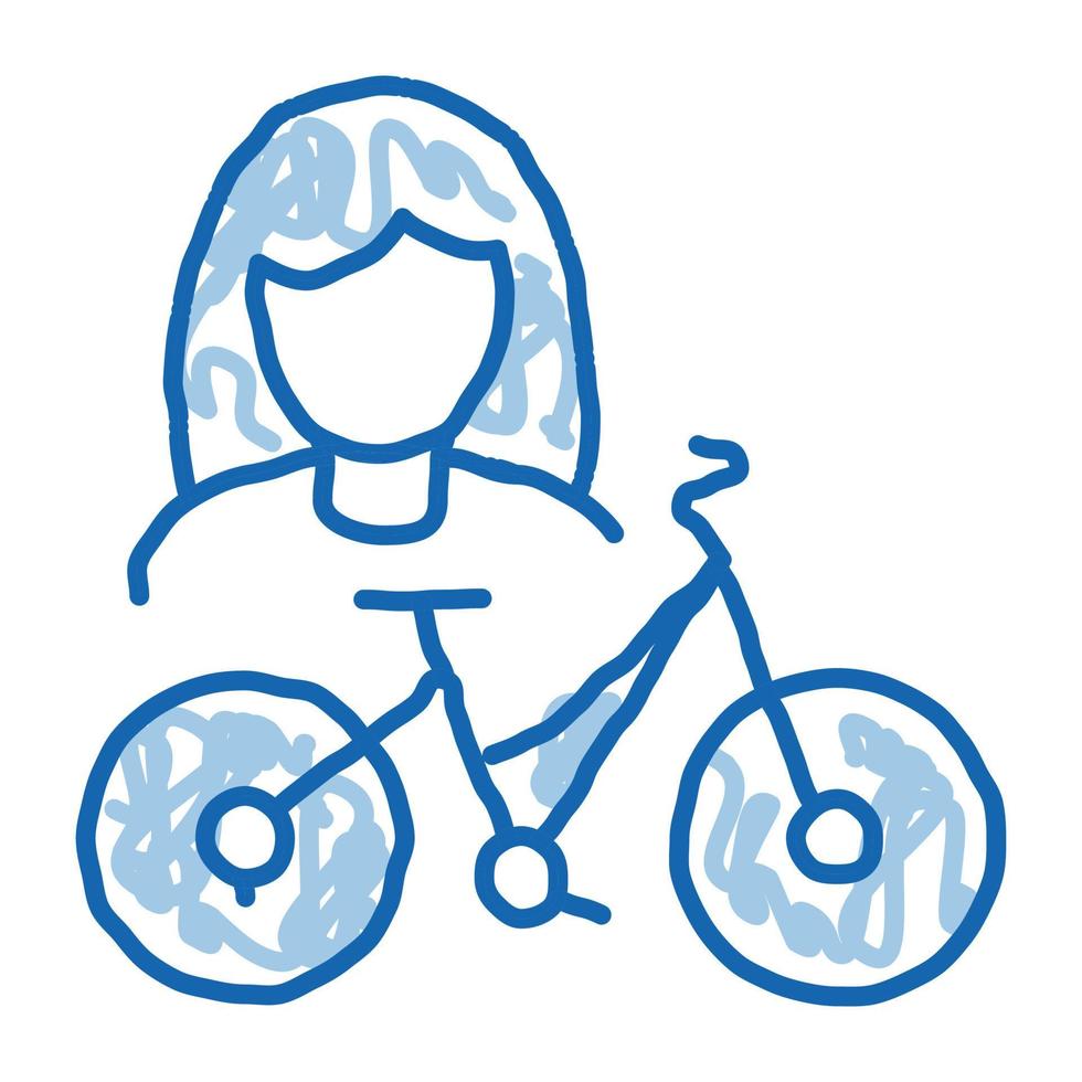 bicicleta para mujer doodle icono dibujado a mano ilustración vector