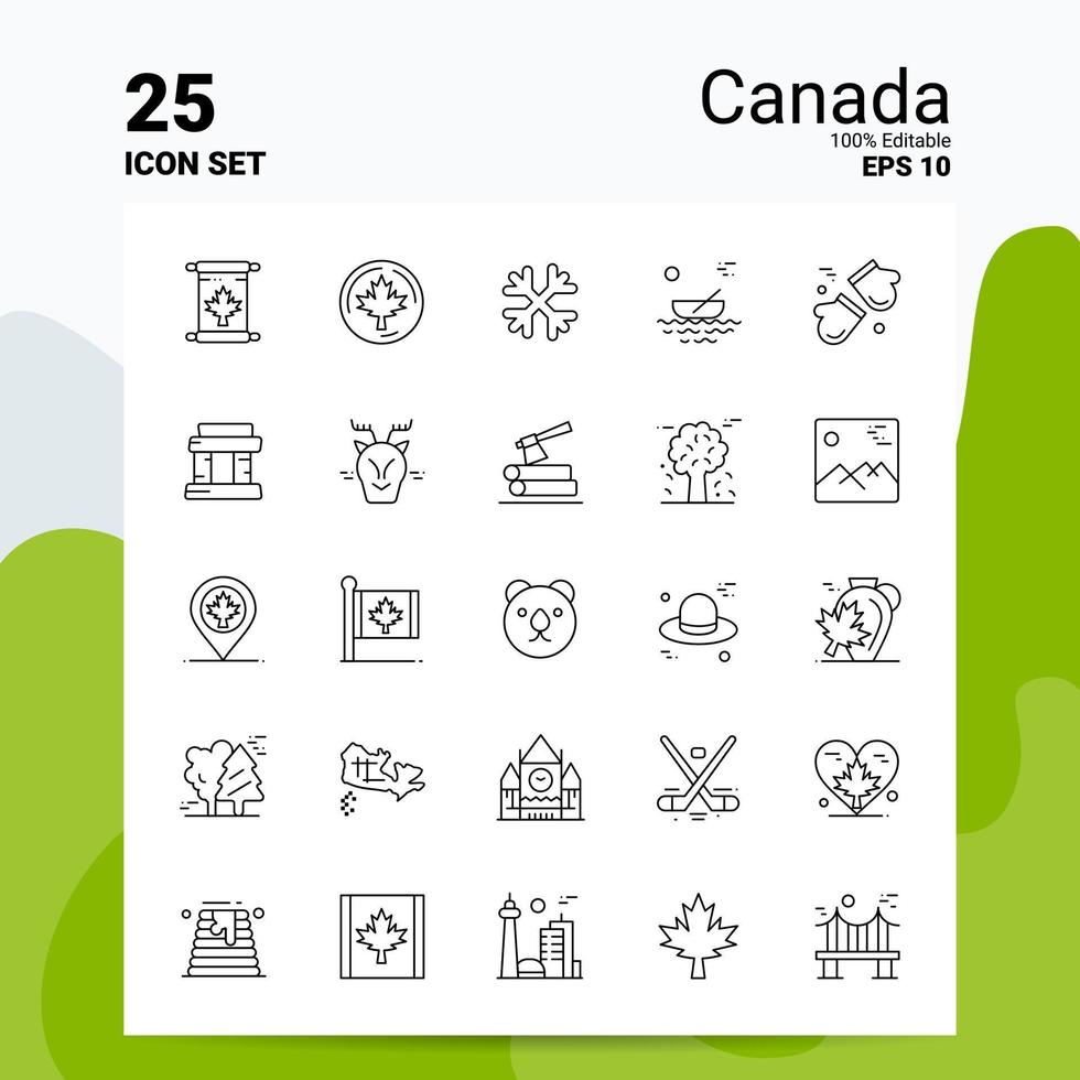 25 Canada Icon Set 100 Editable EPS 10 Files Business Logo Concept Ideas Line icon design vector