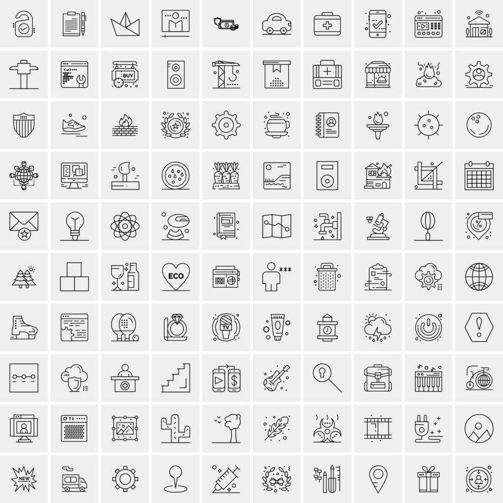 Set of 100 Creative Business Line Icons vector