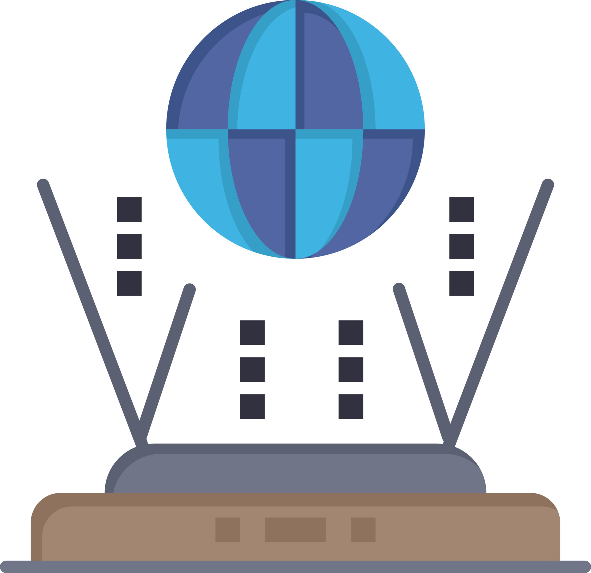 Globe Router Connect Flat Color Icon Vector icon banner Template 17997201 Vector Art at