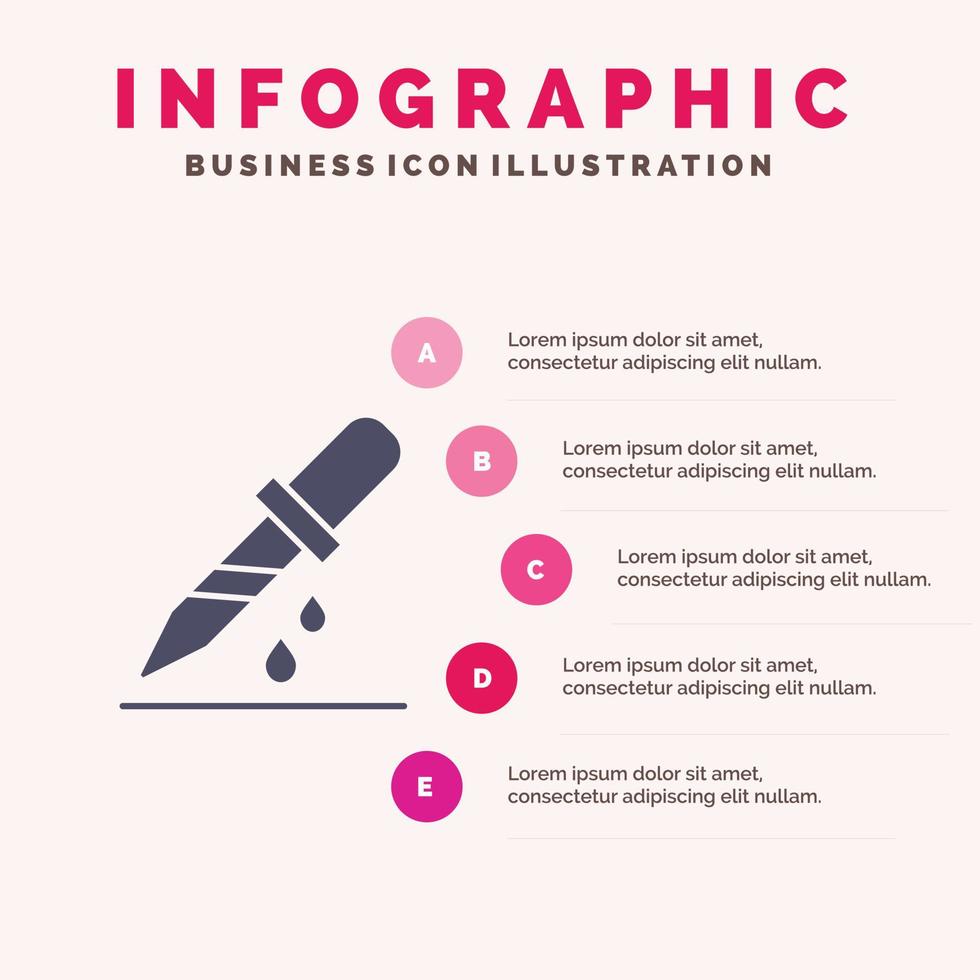 soltar cuentagotas medicina médica icono sólido infografía 5 pasos presentación antecedentes vector