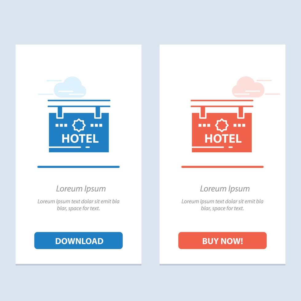 Hotel Sign Board Location  Blue and Red Download and Buy Now web Widget Card Template vector