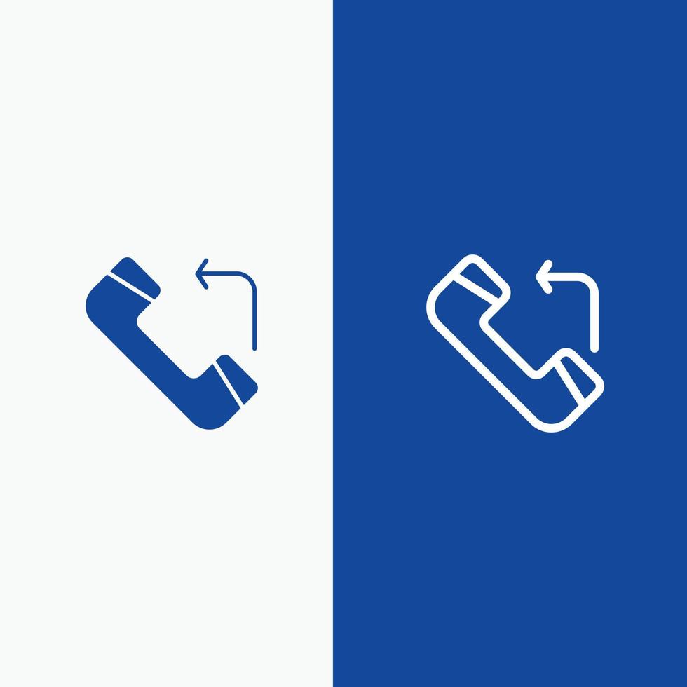 Answer Call Incoming Line and Glyph Solid icon Blue banner Line and Glyph Solid icon Blue banner vector