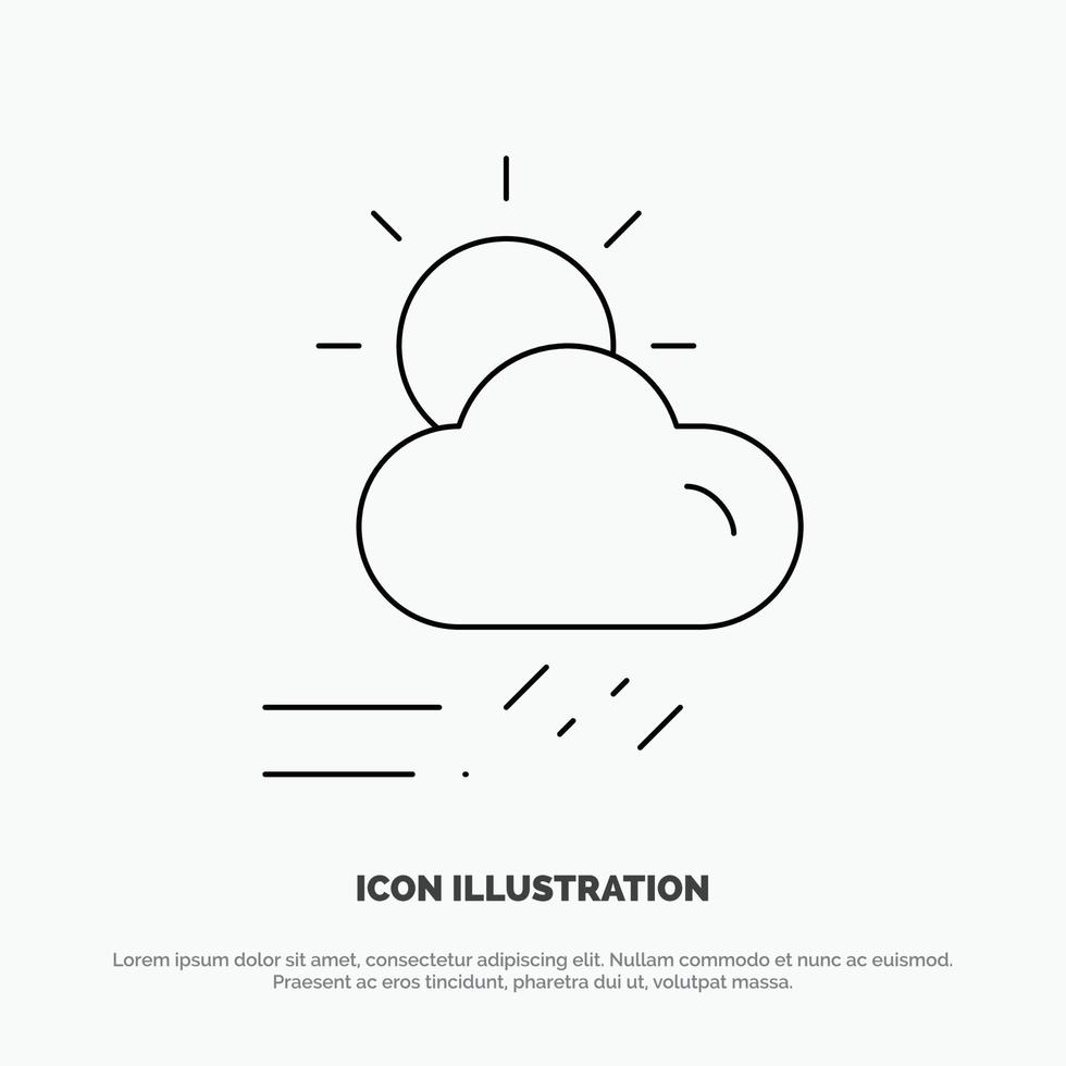 Cloud Day Rainy Season Weather Line Icon Vector