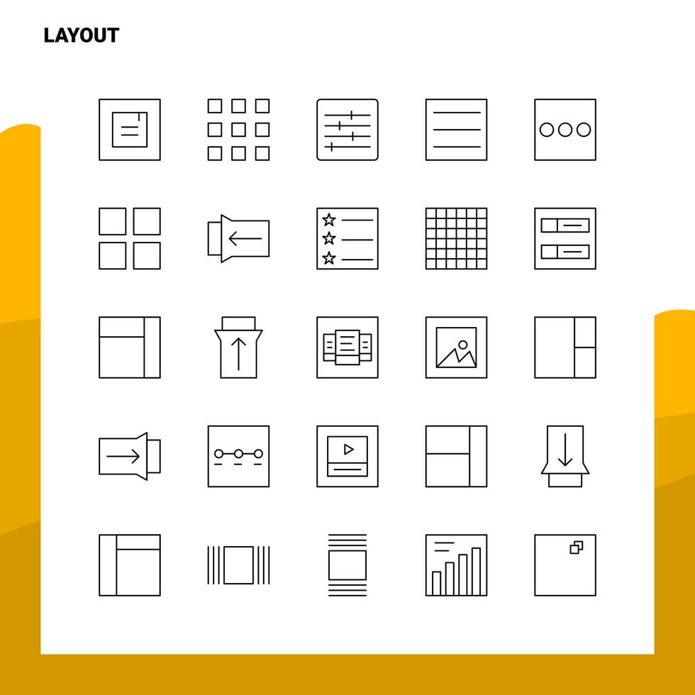 Set of Layout Line Icon set 25 Icons Vector Minimalism Style Design Black Icons Set Linear pictogram pack