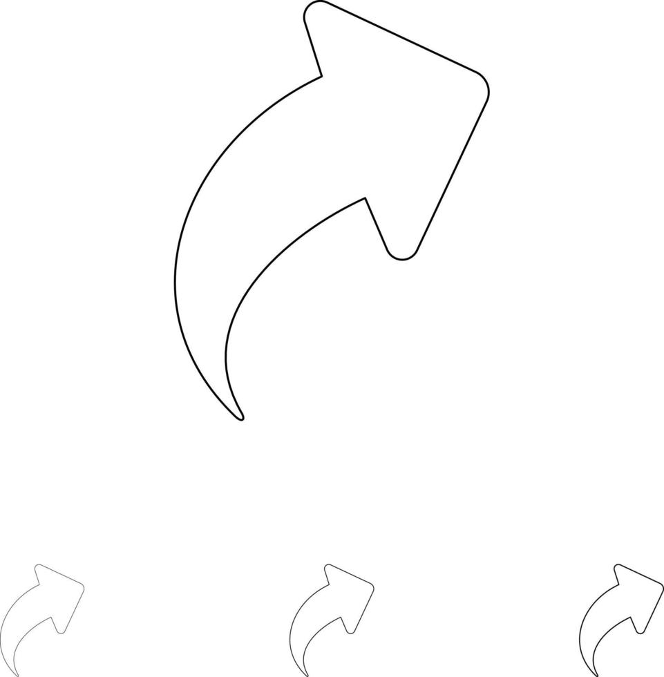 Arrow Up Direction Right Bold and thin black line icon set vector