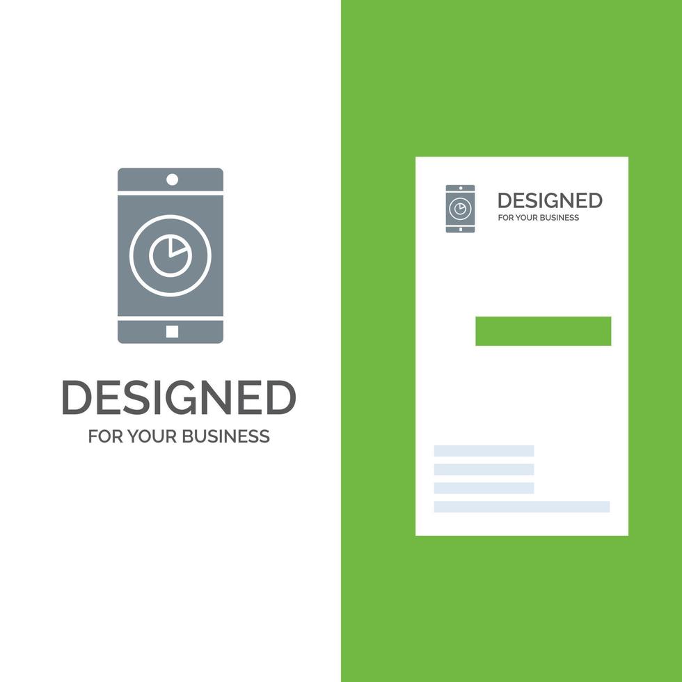 aplicación móvil aplicación móvil tiempo diseño de logotipo gris y plantilla de tarjeta de visita vector