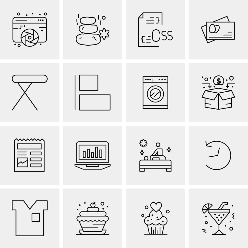 16 iconos universales de negocios vector ilustración de icono creativo para usar en proyectos relacionados con la web y dispositivos móviles