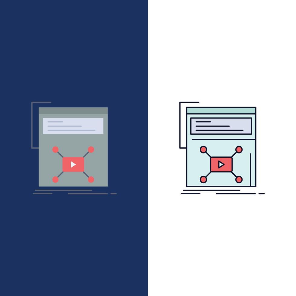 Marketing page video web website Flat Color Icon Vector