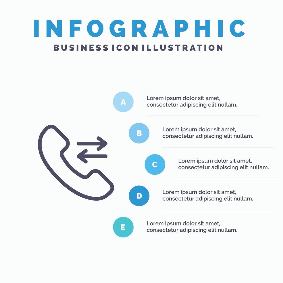 Answer Call Contact us Line icon with 5 steps presentation infographics Background vector