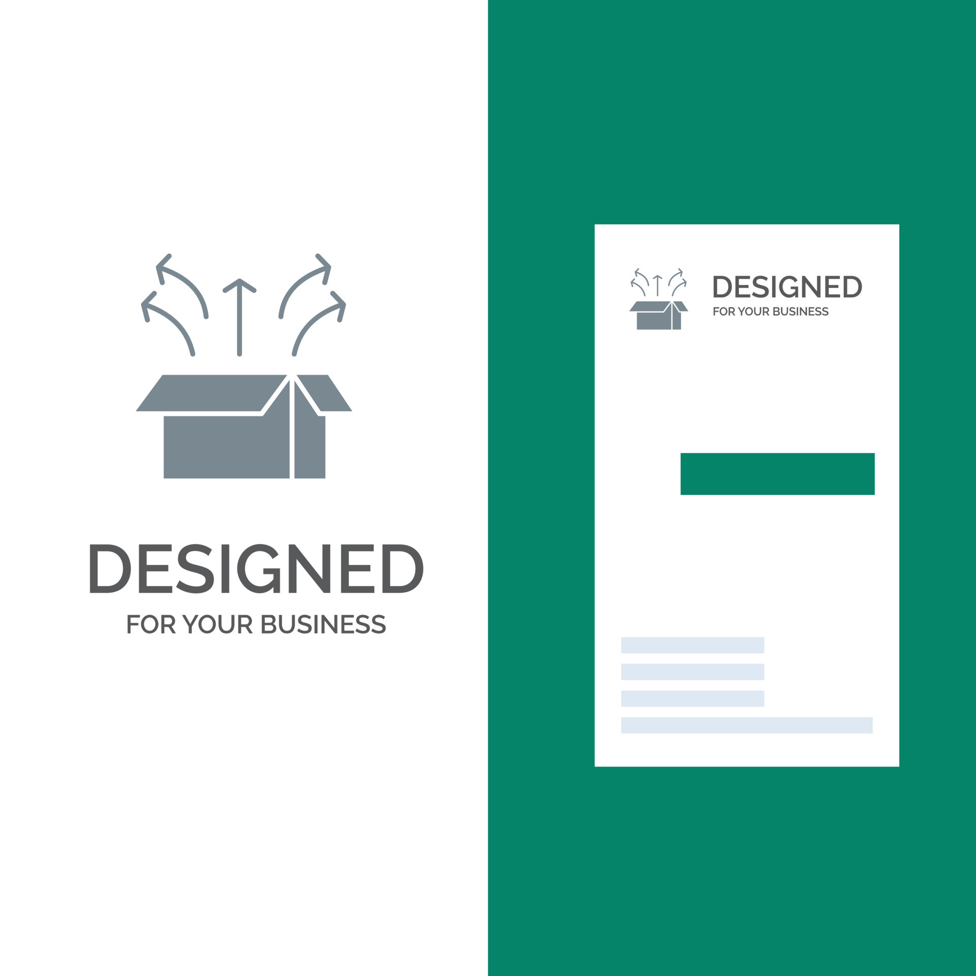 Release Box Launch Open Box Product Grey Logo Design and Business Card