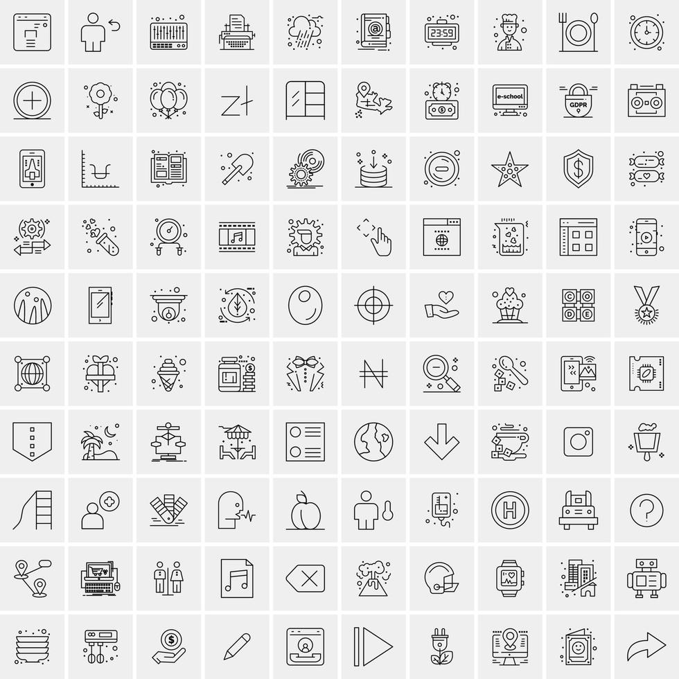 conjunto de 100 iconos de línea de negocios creativos vector