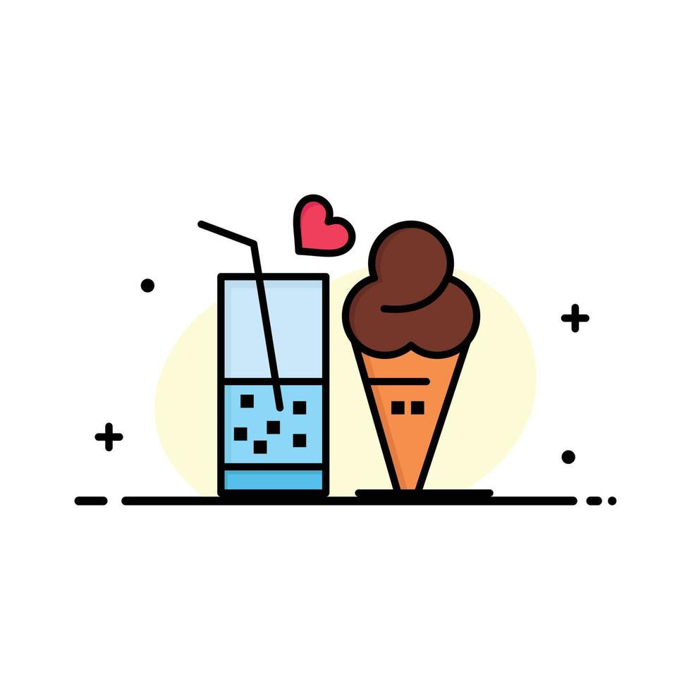 comida jugo vidrio helado cono negocio línea plana lleno icono vector banner plantilla