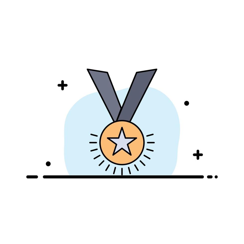 Award honor medal rank reputation ribbon Flat Color Icon Vector