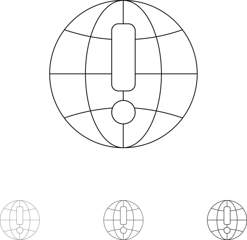 Globe Internet Browser World Bold and thin black line icon set vector